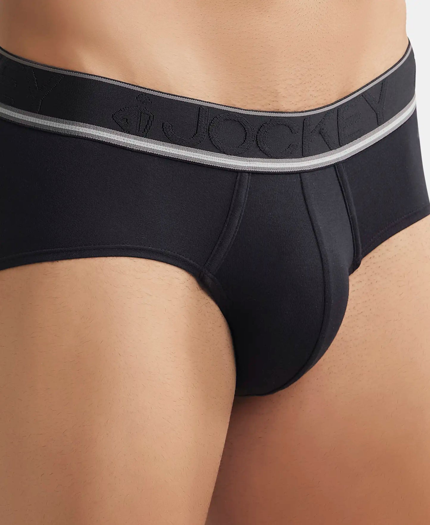 Bamboo Cotton Elastane Breathable Mesh Brief with StayDry Treatment - Mid Grey Melange-6