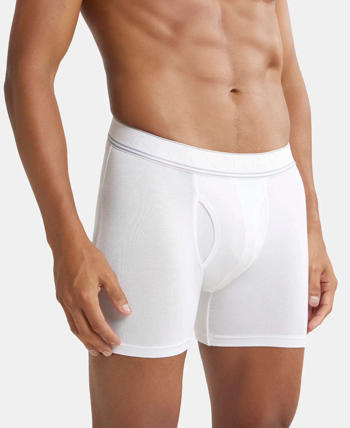 Tencel Micro Modal Elastane Stretch Solid Boxer Brief with Natural StayFresh Properties - White-2
