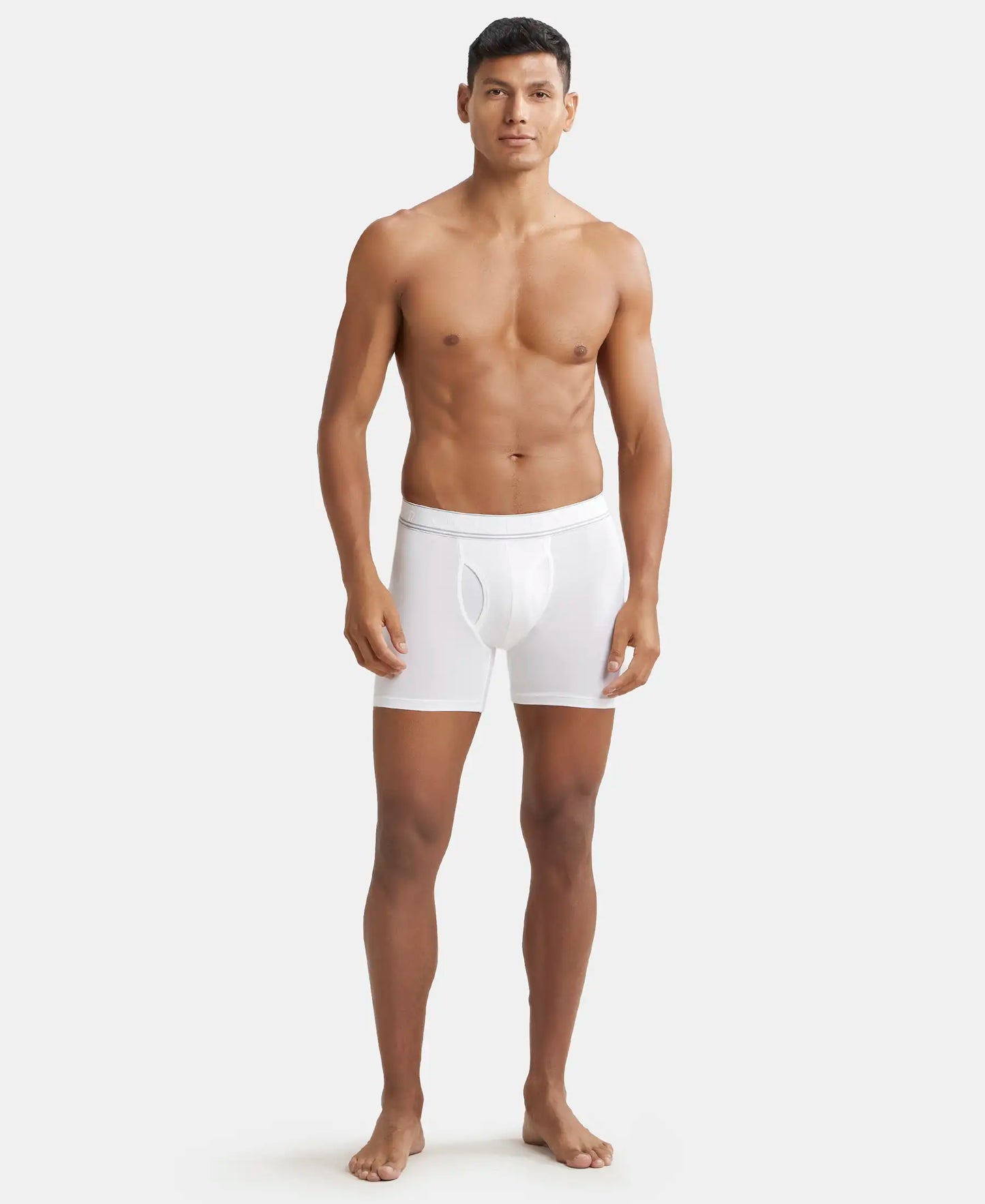 Tencel Micro Modal Elastane Stretch Solid Boxer Brief with Natural StayFresh Properties - White-4