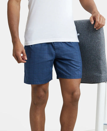 Tencel Lyocell Cotton Checkered Boxer Shorts - Poseidon-5