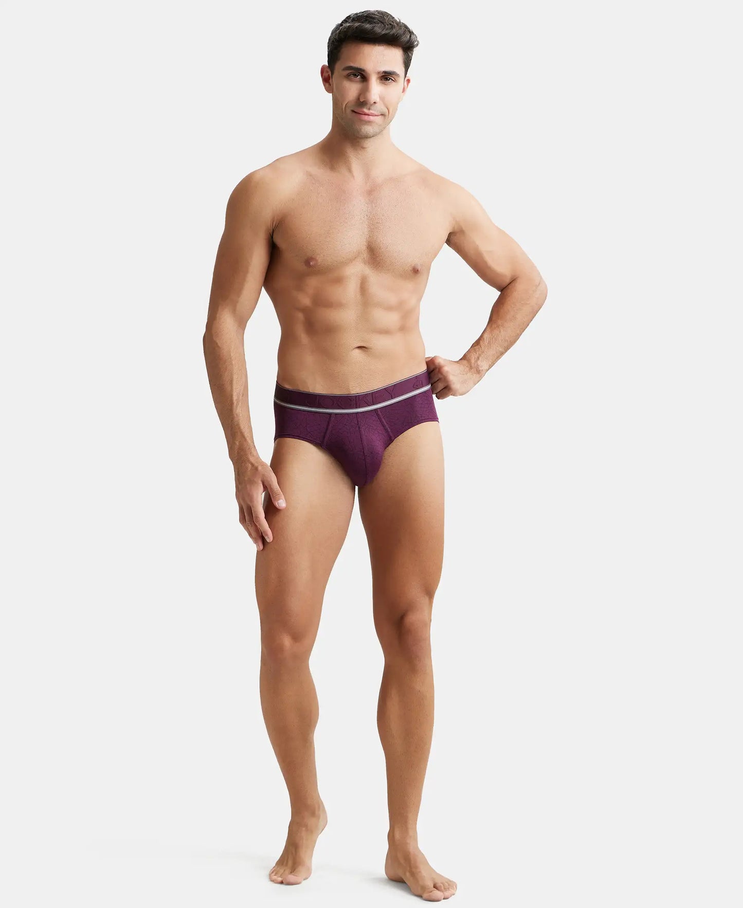 Tencel Micro Modal Elastane Printed Brief with Natural StayFresh Properties - Potent Purple-4