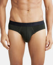 Tencel Micro Modal Cotton Elastane Solid Brief with Natural StayFresh Properties - Forest Night-1