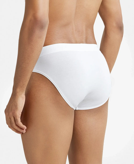 Tencel Micro Modal Cotton Elastane Solid Brief with Natural StayFresh Properties - White-3