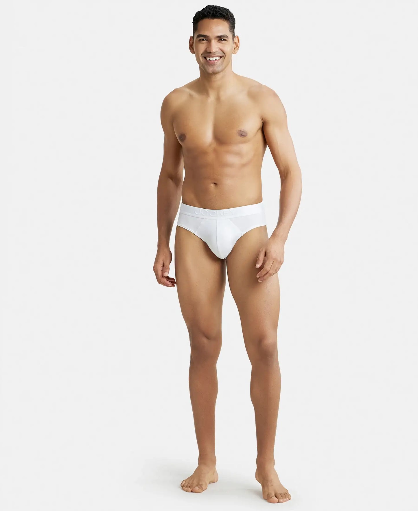 Tencel Micro Modal Cotton Elastane Solid Brief with Natural StayFresh Properties - White-4