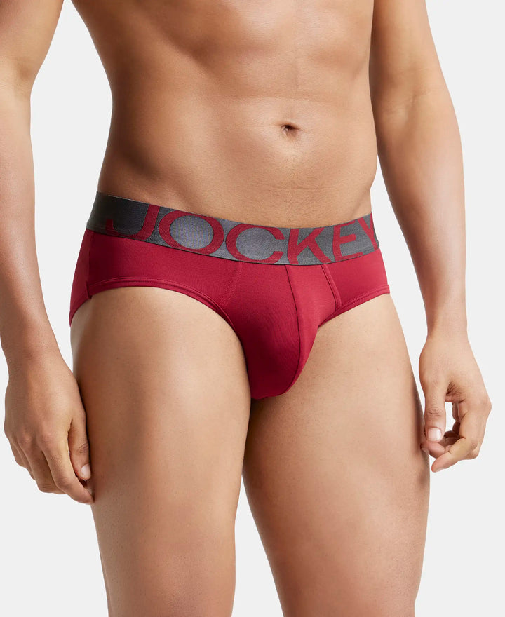 Tactel Microfiber Elastane Solid Brief with Moisture Move Properties - Red Pepper-2