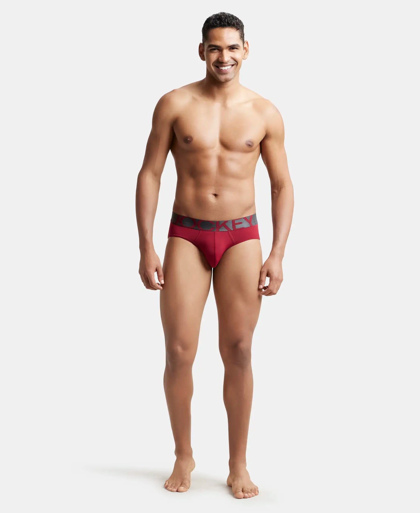 Tactel Microfiber Elastane Solid Brief with Moisture Move Properties - Red Pepper-4