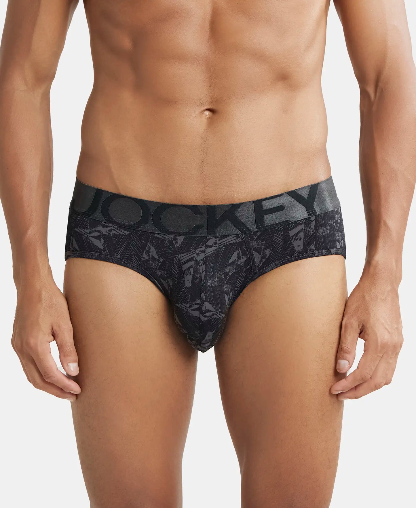 Tactel Microfiber Elastane Printed Brief with Moisture Move Properties - Ebony Grey Prints-1