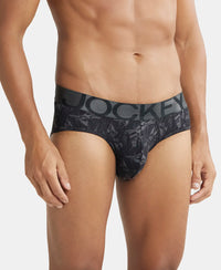 Tactel Microfiber Elastane Printed Brief with Moisture Move Properties - Ebony Grey Prints-2