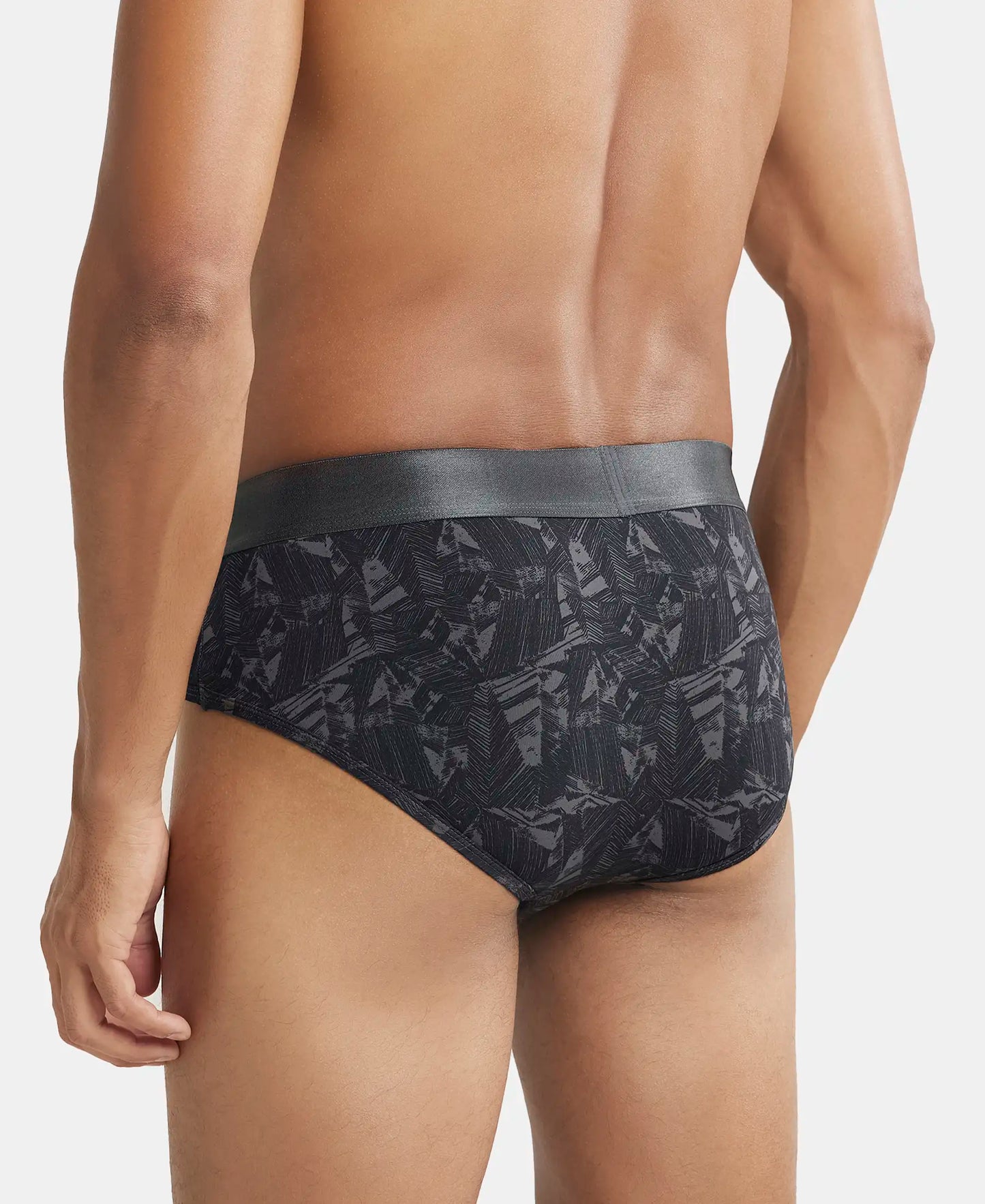 Tactel Microfiber Elastane Printed Brief with Moisture Move Properties - Ebony Grey Prints-3