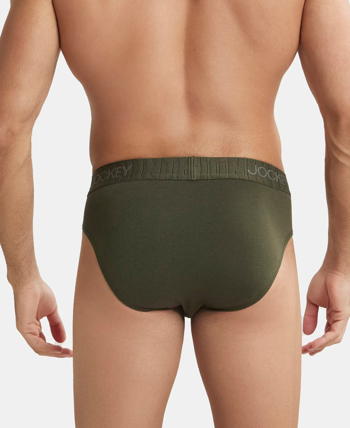 Supima Cotton Elastane Stretch Solid Brief with Ultrasoft Waistband - Forest Night-3