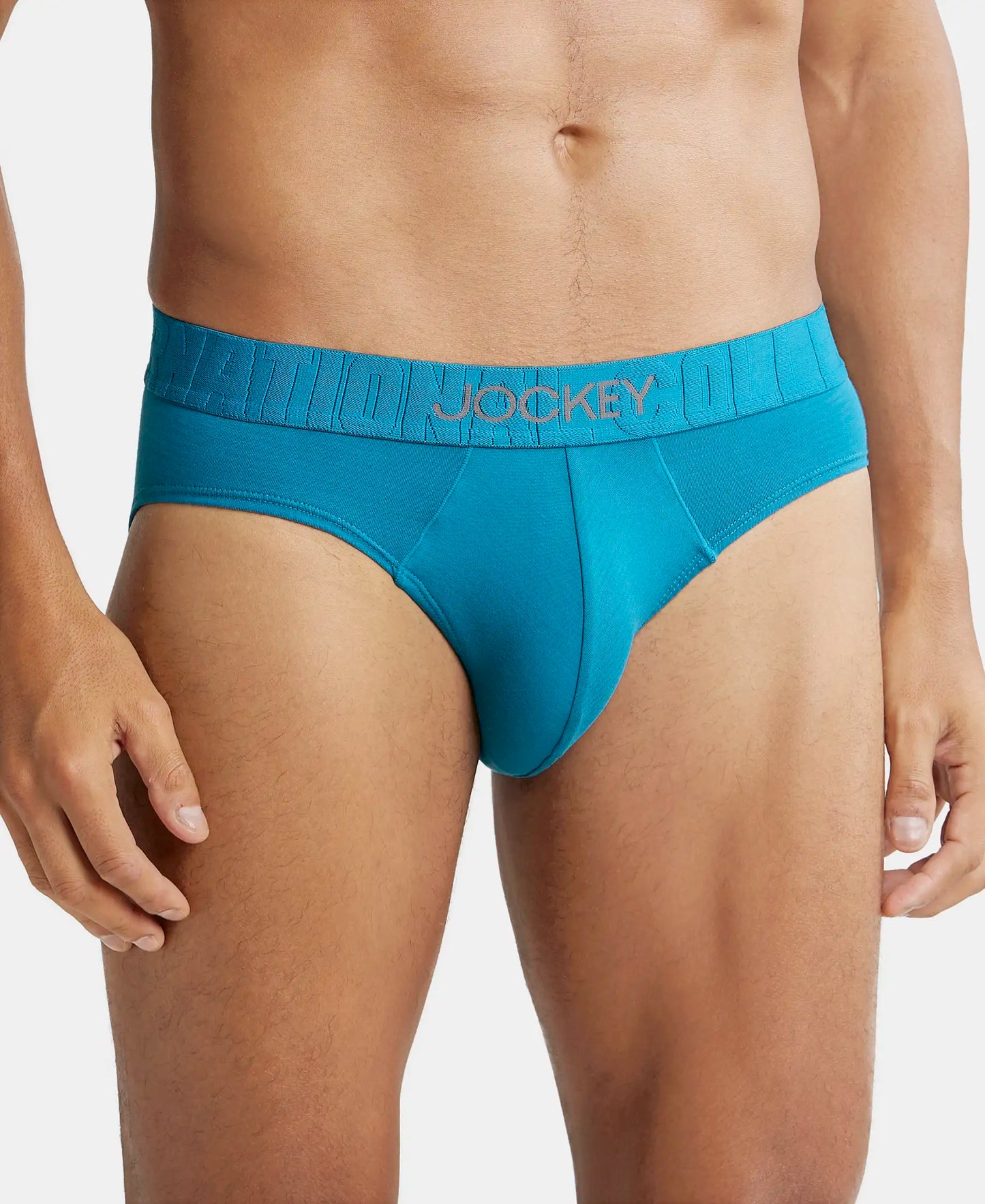 Supima Cotton Elastane Stretch Solid Brief with Ultrasoft Waistband - Ocean Depth-2