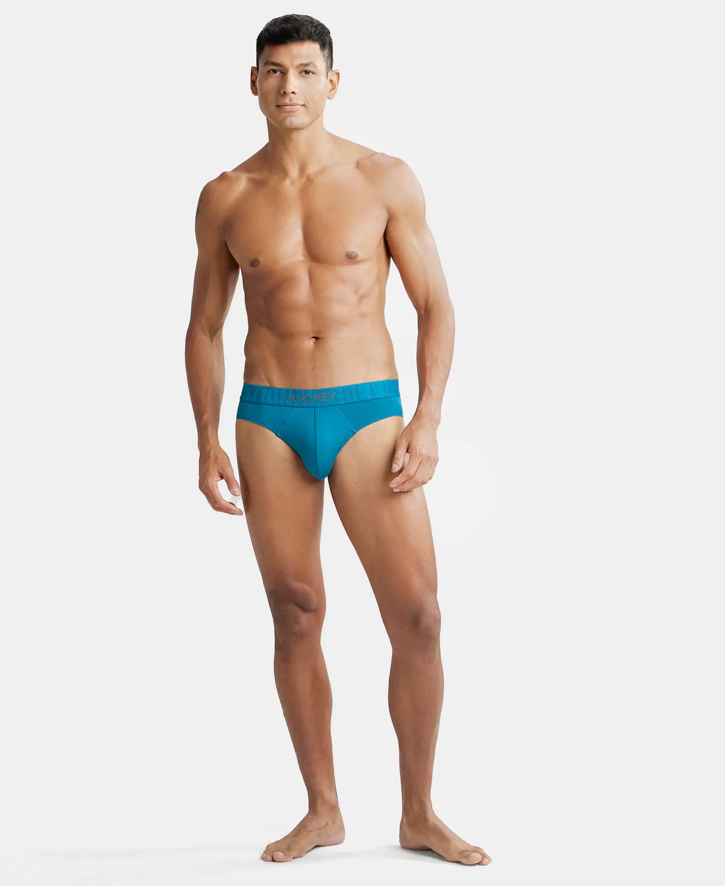 Supima Cotton Elastane Stretch Solid Brief with Ultrasoft Waistband - Ocean Depth-4