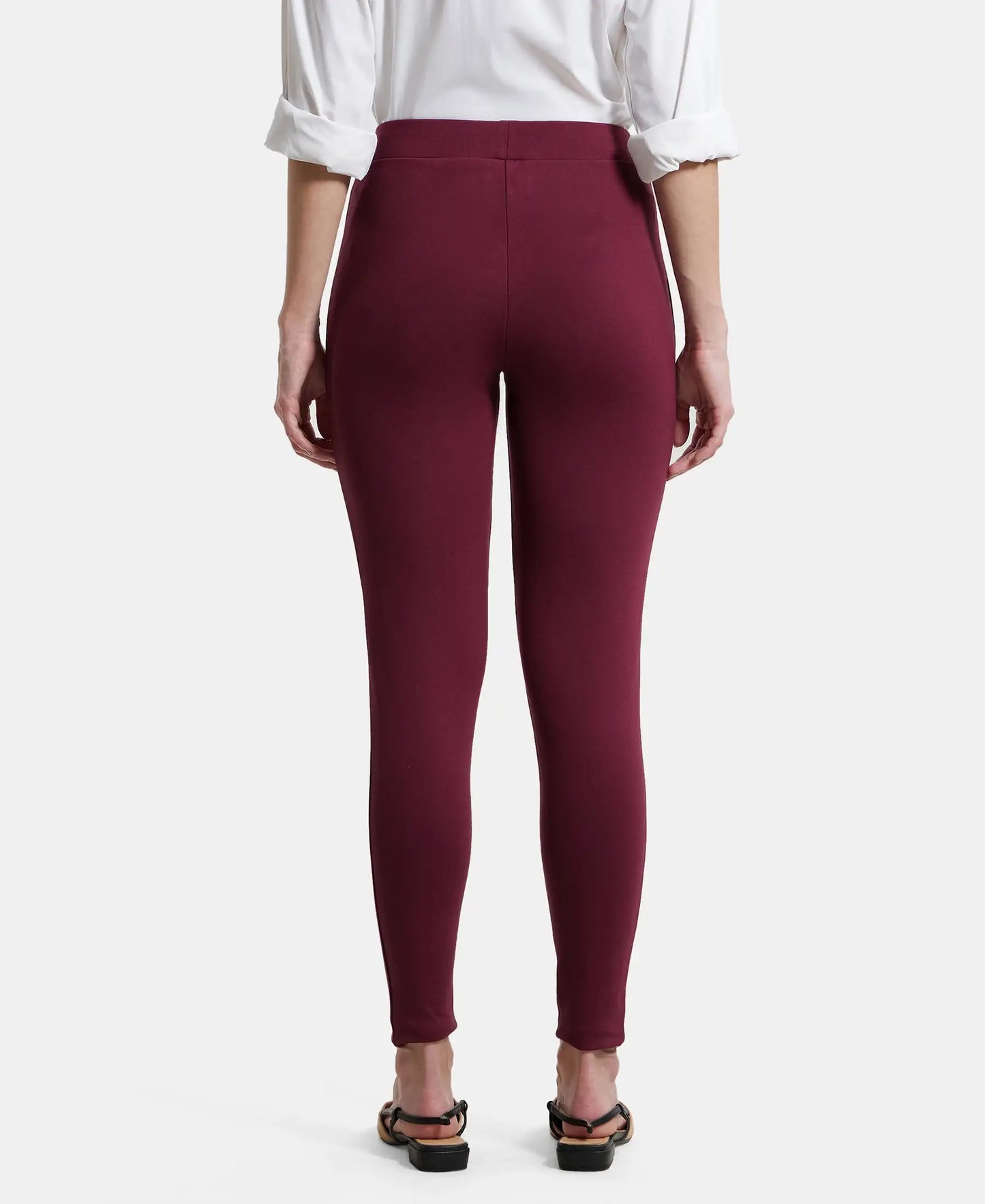 Rayon Nylon Elastane Treggings with Side Zipper Pockets - Fig-3