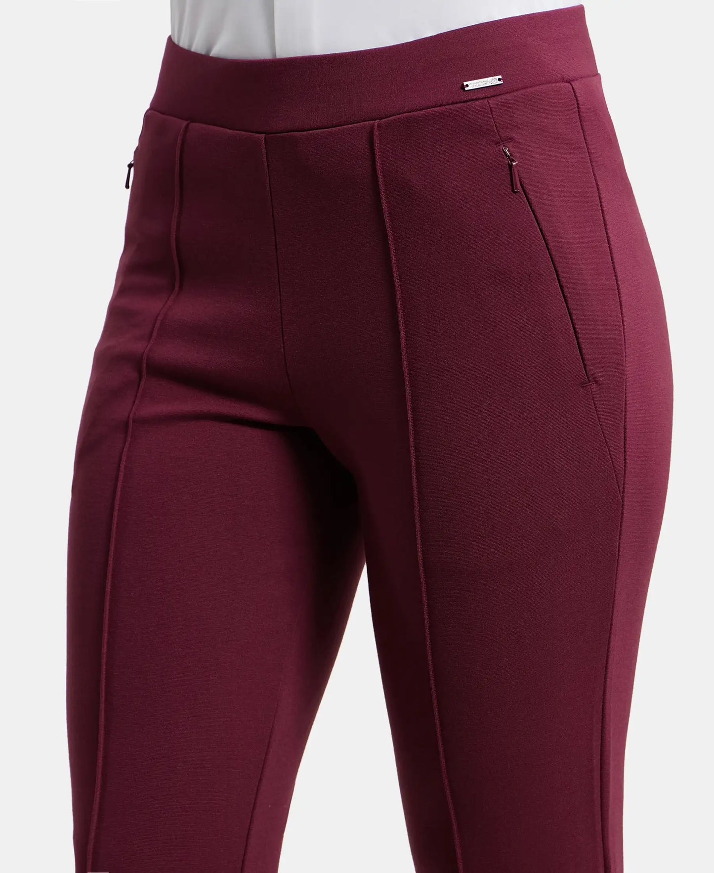 Rayon Nylon Elastane Treggings with Side Zipper Pockets - Fig-6