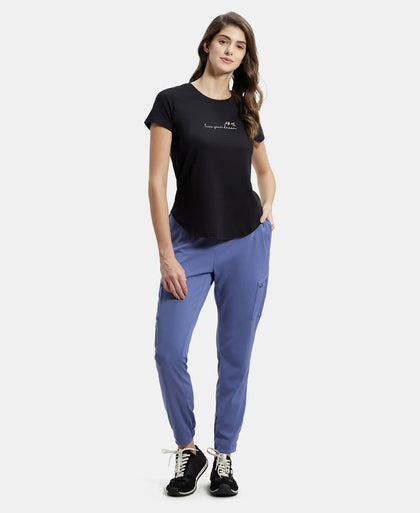 Microfiber Fabric Regular Fit Solid Travel Pants - Topaz Blue-4