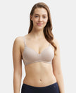 Wirefree Padded Tencel Lyocell Elastane Full Coverage Multiway T-Shirt Bra with Adjustable Straps - Mushroom-1