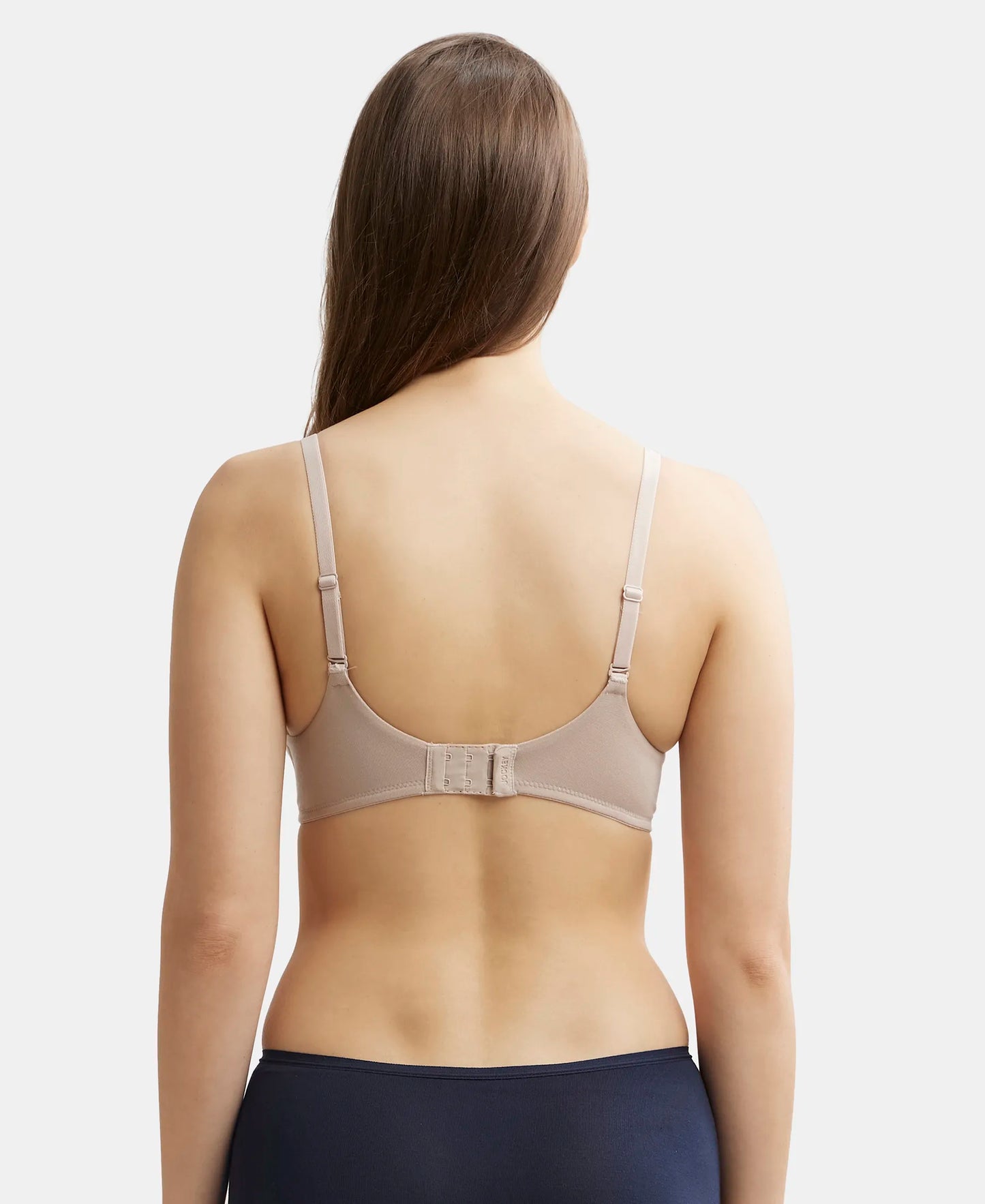 Wirefree Padded Tencel Lyocell Elastane Full Coverage Multiway T-Shirt Bra with Adjustable Straps - Mushroom-3