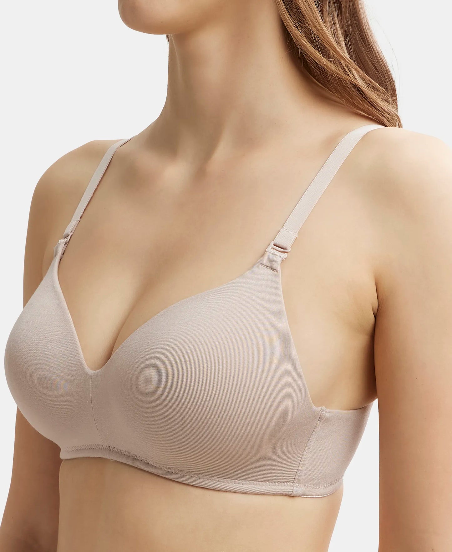 Wirefree Padded Tencel Lyocell Elastane Full Coverage Multiway T-Shirt Bra with Adjustable Straps - Mushroom-7