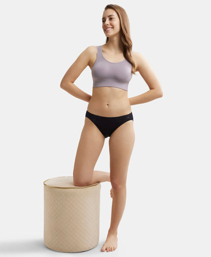 Wirefree Padded Tencel Lyocell Elastane Full Coverage Lounge Bra with Stay Fresh Properties and Removable Pads - Minimal Grey-6