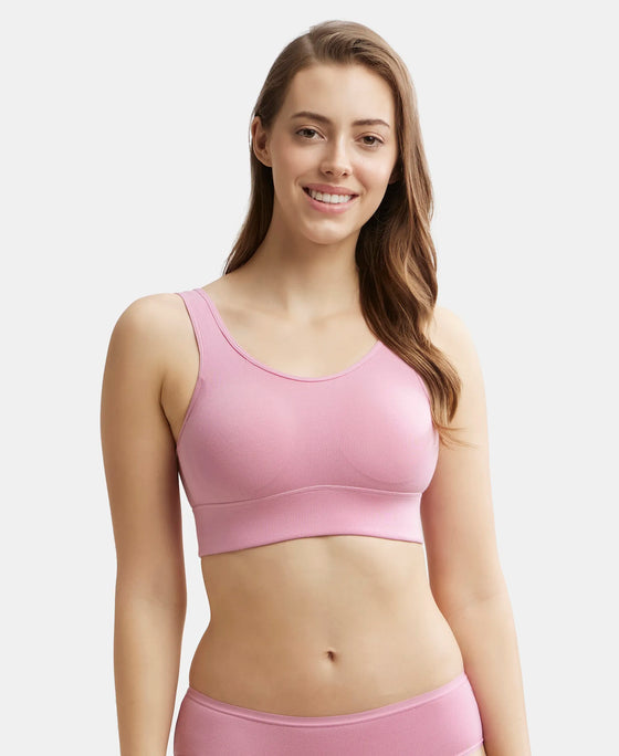 Wirefree Padded Tencel Lyocell Elastane Full Coverage Lounge Bra with Stay Fresh Properties and Removable Pads - Orchid Smoke-1