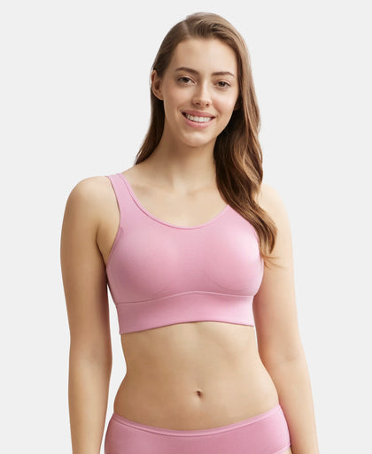 Wirefree Padded Tencel Lyocell Elastane Full Coverage Lounge Bra with Stay Fresh Properties and Removable Pads - Orchid Smoke-1