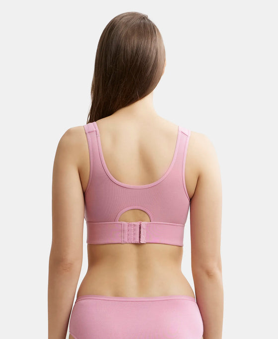 Wirefree Padded Tencel Lyocell Elastane Full Coverage Lounge Bra with Stay Fresh Properties and Removable Pads - Orchid Smoke-3