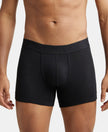 Bamboo Cotton Elastane Breathable Mesh Trunk with StayDry Treatment - Black Melange-1