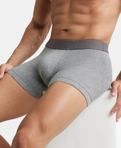 Bamboo Cotton Elastane Breathable Mesh Trunk with StayDry Treatment - Mid Grey Melange-5