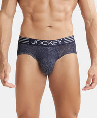 Microfiber Mesh Elastane Printed Performance Brief with StayDry Technology - True Navy-1