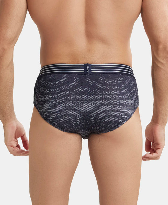 Microfiber Mesh Elastane Printed Performance Brief with StayDry Technology - True Navy-3