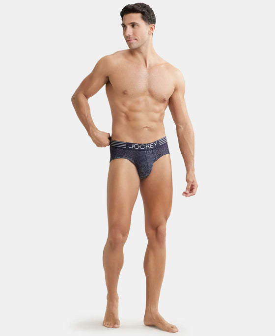 Microfiber Mesh Elastane Printed Performance Brief with StayDry Technology - True Navy-4