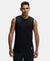 Super Combed Cotton Blend Round Neck Muscle Tee with Breathable Mesh - Black-1