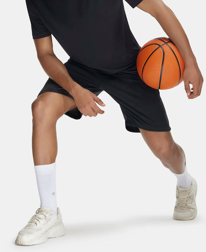 Lightweight Microfiber Shorts with Zipper Pockets and StayFresh Treatment - Black-5