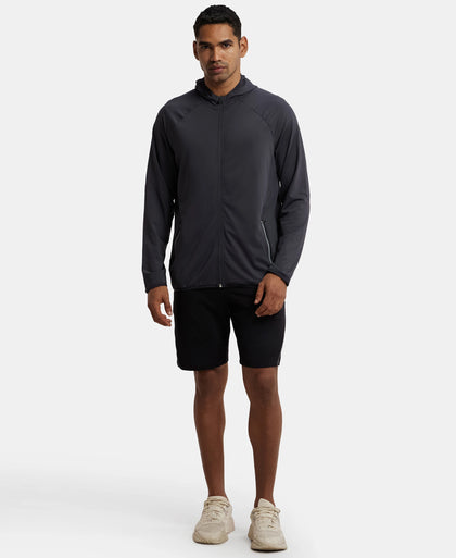 Microfiber Elastane Stretch Performance Hoodie Jacket with StayDry and StayFresh Technology - Graphite-6