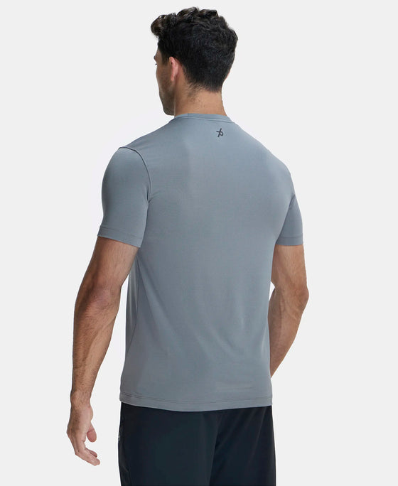 Recycled Microfiber Elastane Stretch Fabric Round Neck Half Sleeve Breathable Mesh T-Shirt - Quiet Shade-3