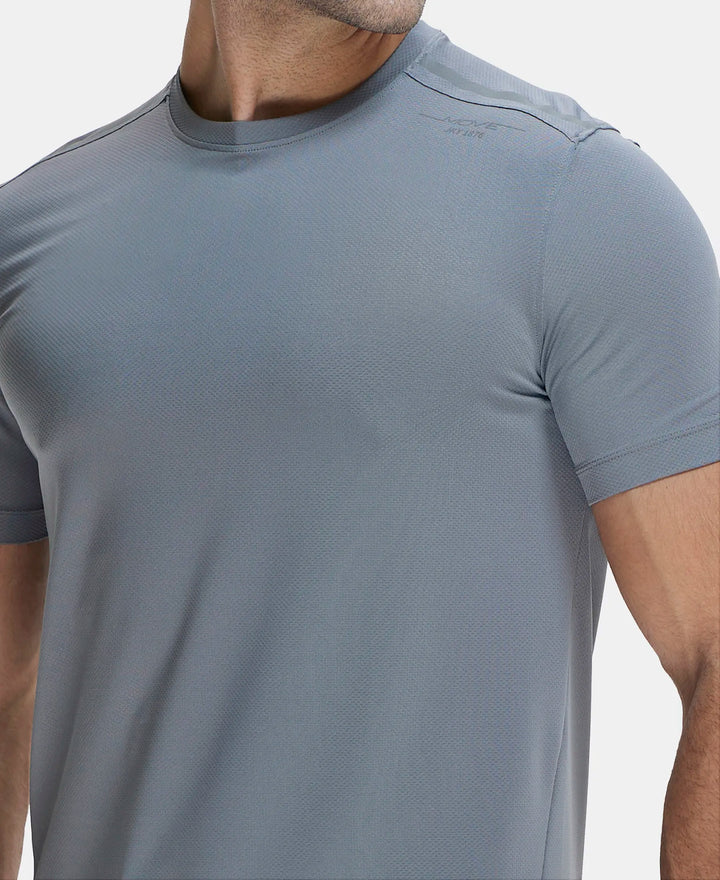 Recycled Microfiber Elastane Stretch Fabric Round Neck Half Sleeve Breathable Mesh T-Shirt - Quiet Shade-7