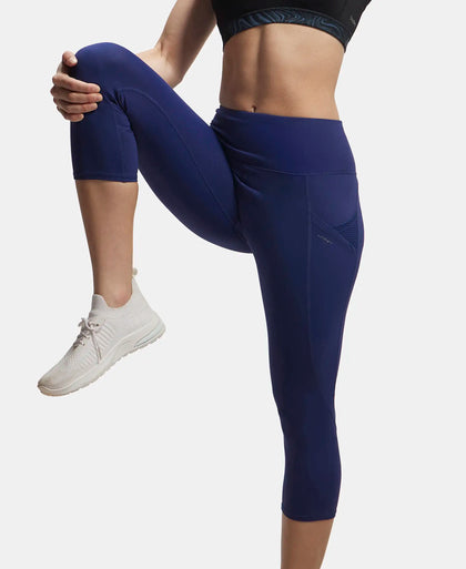 Tactel Microfiber Elastane Slim Fit Capri with Side Pockets - Midnight Sail-5