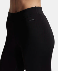 Microfiber Elastane Performance Leggings with Broad Waistband - Black-7