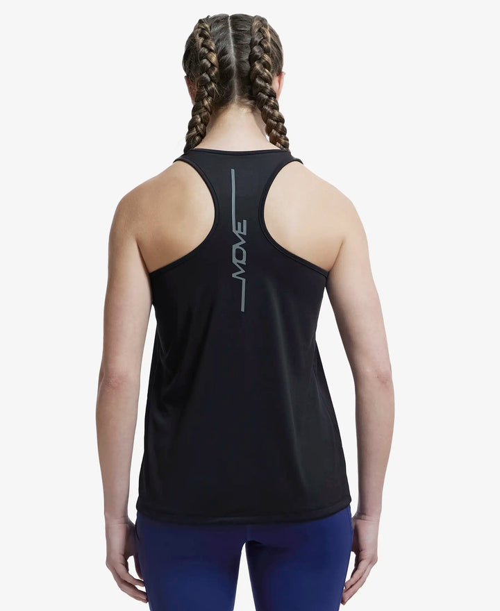 Microfiber Fabric Graphic Printed Racerback Styled Tank Top - Black-3