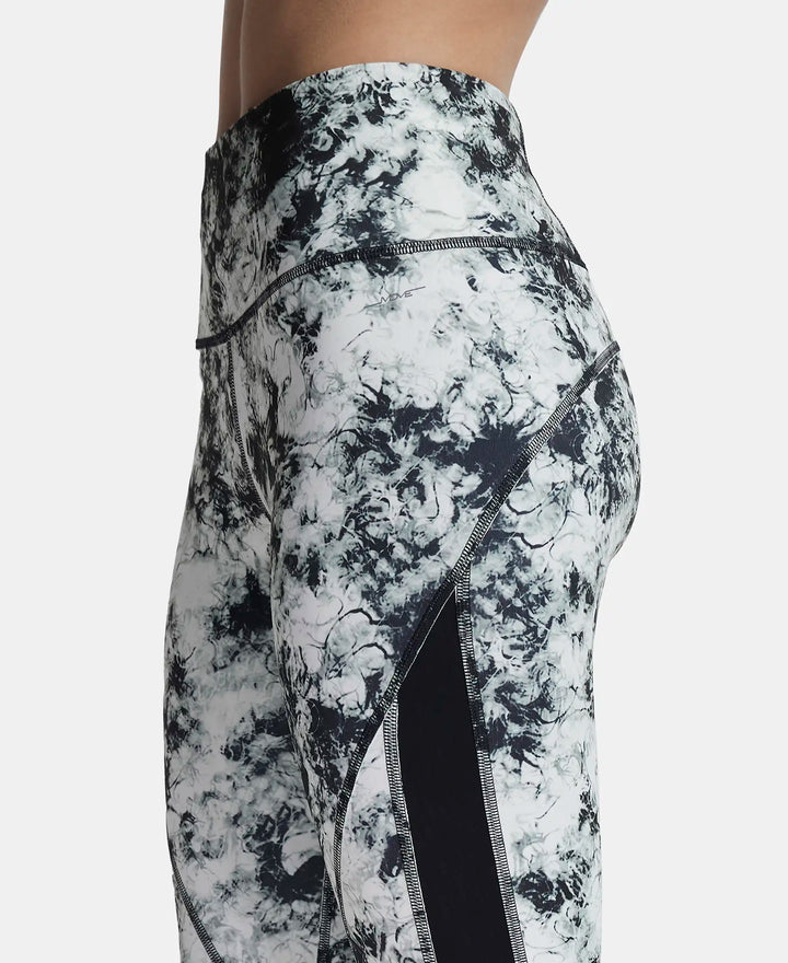 Microfiber Elastane Slim Fit Capri with Back Waistband Pocket - Black Printed-7