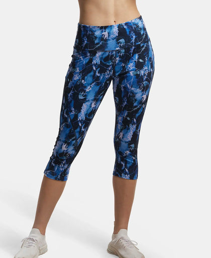 Microfiber Elastane Slim Fit Capri with Back Waistband Pocket - Sky Captain Printed-5