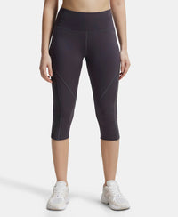 Microfiber Elastane Slim Fit Capri with Back Waistband Pocket - Forged Iron-1