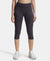Microfiber Elastane Slim Fit Capri with Back Waistband Pocket - Forged Iron-1