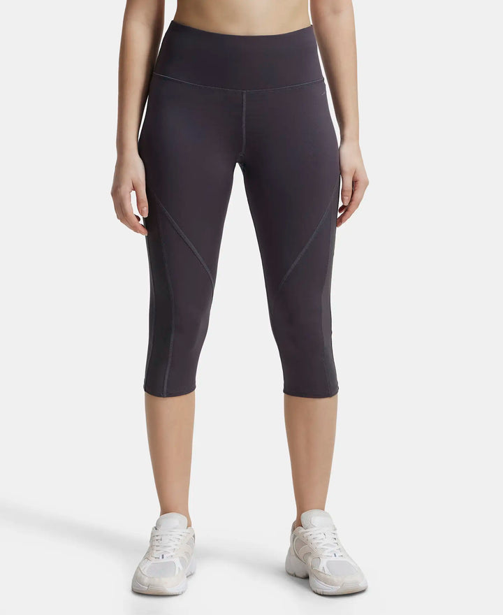 Microfiber Elastane Slim Fit Capri with Back Waistband Pocket - Forged Iron-1