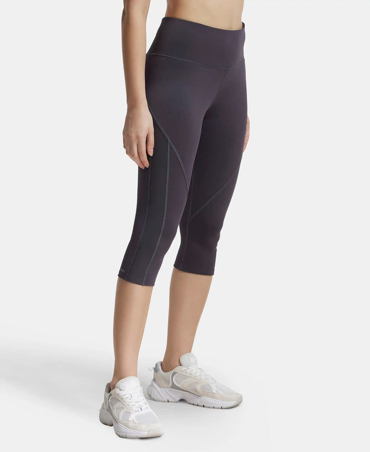 Microfiber Elastane Slim Fit Capri with Back Waistband Pocket - Forged Iron-2