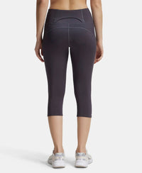 Microfiber Elastane Slim Fit Capri with Back Waistband Pocket - Forged Iron-3