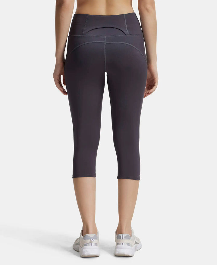 Microfiber Elastane Slim Fit Capri with Back Waistband Pocket - Forged Iron-3