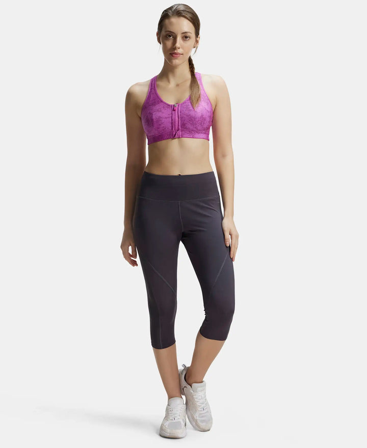 Microfiber Elastane Slim Fit Capri with Back Waistband Pocket - Forged Iron-4
