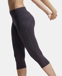 Microfiber Elastane Slim Fit Capri with Back Waistband Pocket - Forged Iron-5