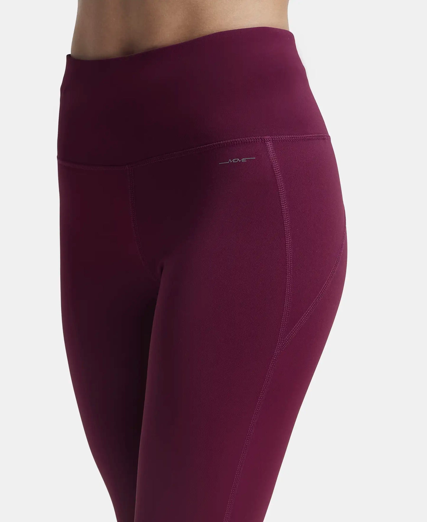 Microfiber Elastane Slim Fit Capri with Back Waistband Pocket - Grape Wine-7